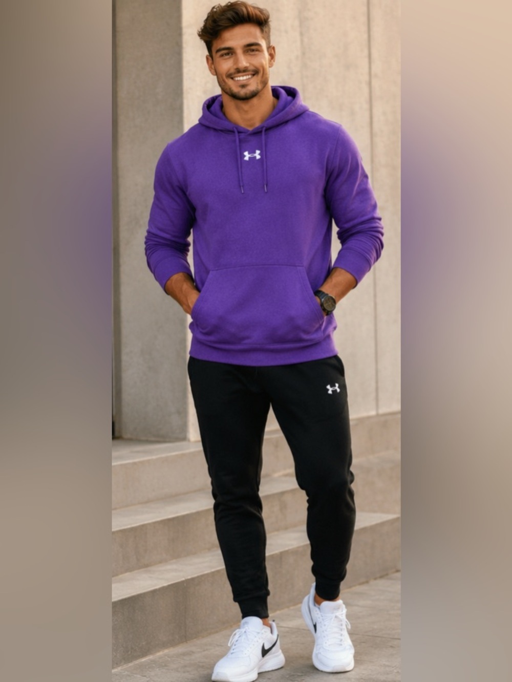 Under Armour Purple Hoodie Sweatshirt Pullover Athletic Casual Cozy
